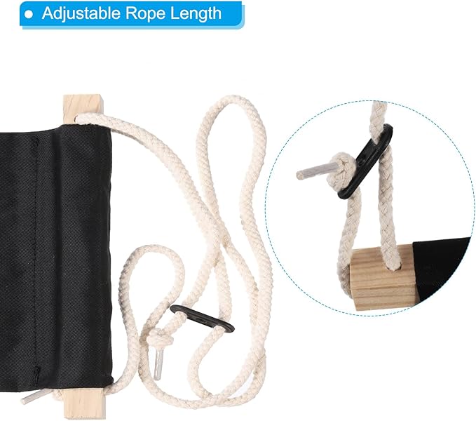 PATIKIL Foot Hammock Under Desk, Adjustable Foot Rest Sling with Hooks Portable Desk Footrest for Airplane Travel Home Office, Black Style 1