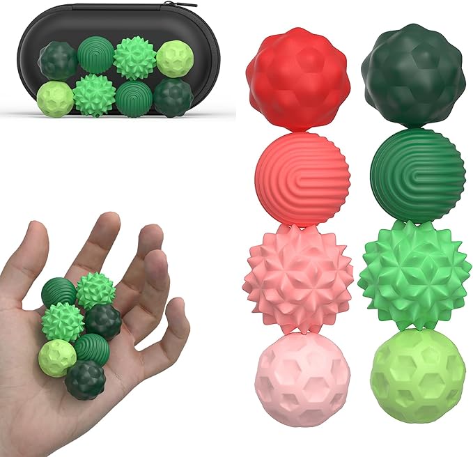 Magnetic Sensory Balls Fidget Toys - 8pcs Attraction Balls with Textures Silicone Shell for Adults,Stress Relief Toy for Autism Anxiety,Desk Fidget Toys,Stocking Stuffers for Teens Womens Gifts