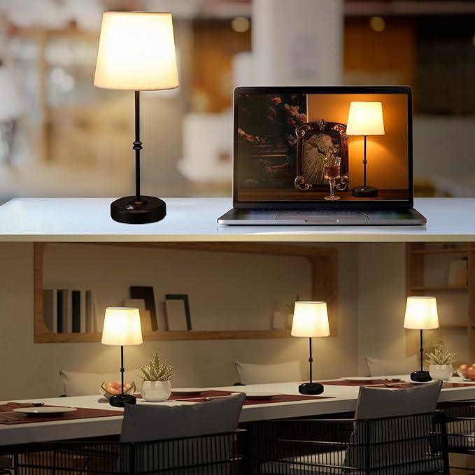 Rechargeable LED Cordless Table Lamp, 5200mAh Battery Operated, 3 Level Brightness, Portable Night Bedside Lamp, Ambient Desk Light for Home Decor, Patio, Restaurant, Dinning(Black)