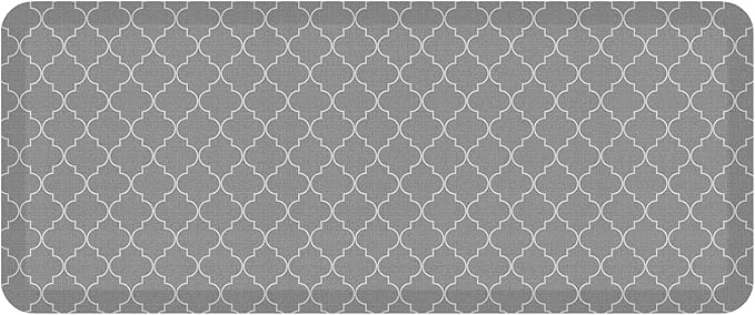 GelPro Anti-Fatigue Designer Comfort Kitchen Floor Mat, 20x48, Trellis Grey Stain Resistant Surface with 3/4” Thick Ergo-Foam Core for Health and Wellness
