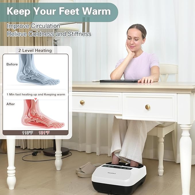 Shiatsu Foot Massager with Heat, Deep Kneading Electric Foot Massager Machine for Plantar Fasciitis Neuropathy with Remote Control, Adjustable Vibration and Compression