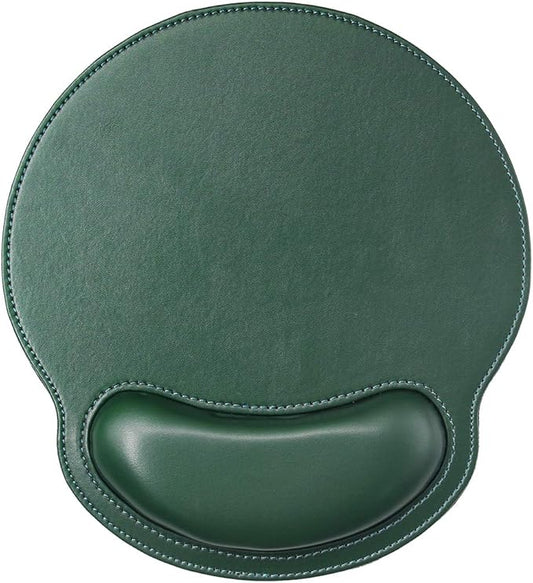 RICHEN Ergonomic PU Leather Mouse Pad with Wrist Support,Comfort Memory Foam,Waterproof Surface，Non- Slip Rubber Base for Computer Laptop & Mac,Lightweight Rest for Home,Office & Travel (Dark Green)