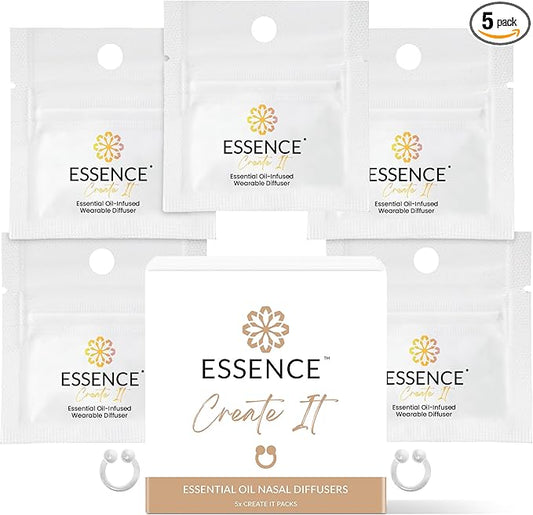 Essence Nasal Diffuser Create-It Bundle – DIY Essential Oil Silicone Nose Ring Kit for Custom Aromatherapy Blends – Wearable DIY Diffuser for Personalized Scents