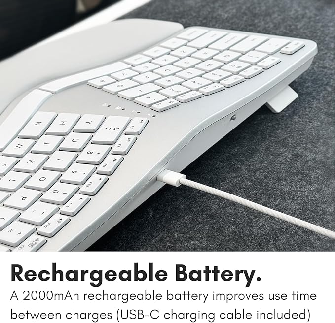 Macally Bluetooth Ergonomic Keyboard, Wireless Split Keyboard, Carpal Tunnel Comfort, Ergo Rechargeable Split Wrist Key Board - Backlit Apple 100 Key Layout for MacBook Pro/Air, iMac