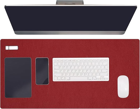 PATIKIL 47.2" x 23.6" Large Felt Desk Pad Protector, Upgrade Non-Slip Desk Mat Full Table Mouse Pad Keyboard Mats for Laptop Computer Writing Desk Table Gaming Home, Wine Red