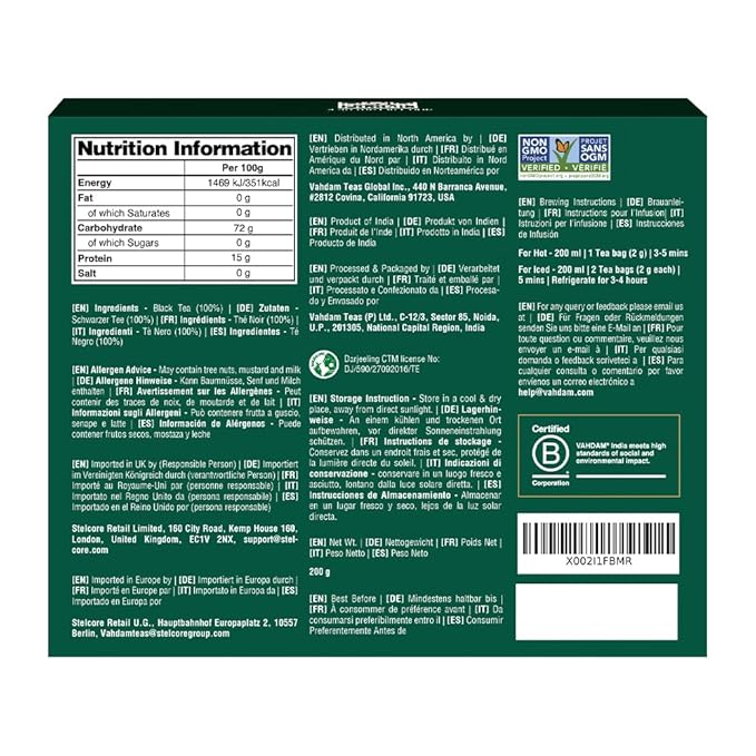 VAHDAM, Darjeeling Black Tea Bags (100 Count) High Caffeine, Non GMO, Gluten Free | Smooth & Sweet Tea With Distinguished Fruity Notes | Full Bodied