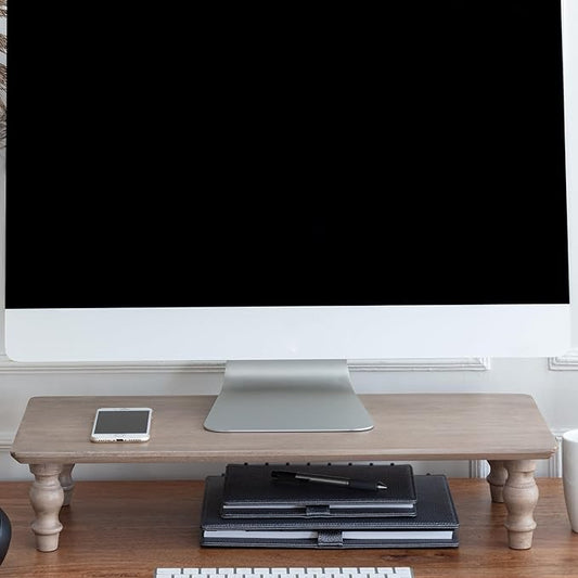 Anji Mountain Monitor Stand - Desktop Organizer & Laptop Riser, Ergonomic Monitor Riser, Space-Saving Monitor Stand for Desk, Durable Construction, Easy Assembly, Ideal for Home & Office,Biscotti