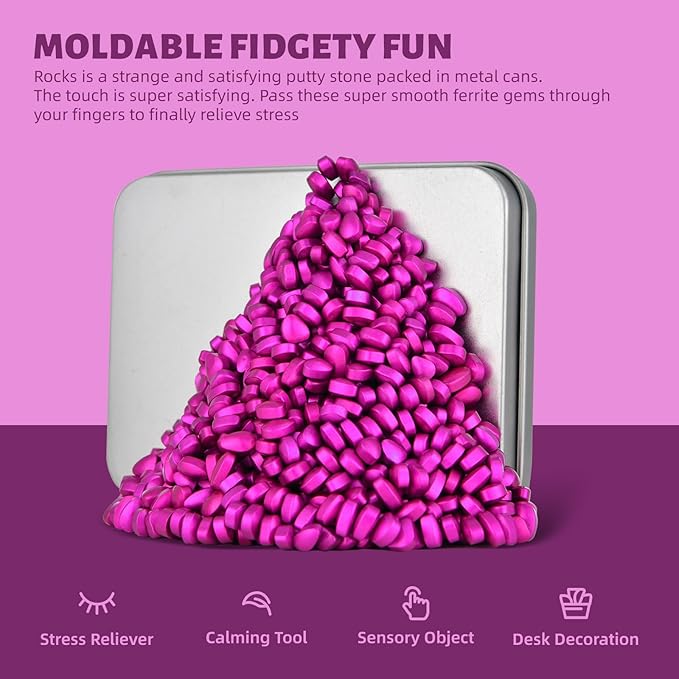 Magnetic Putty Rocks,Rose Red More Than 600 Weak Magnetic Smooth Ferrite Pebbles, Magnet Rock Desk Toys and Time-Killer for Adults