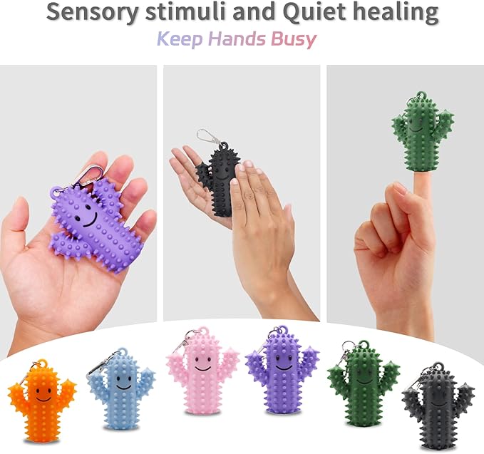 1 PCS Little Ouchies Pain Fidget，Silicone Cactus Stim Tools for Adults, Sensory Pain Stim Fidget Toy , Spiky Grippy Stim Keychain, Anxiety Relief Items Fidget, Fun Gift for Friends and Family (Pink)