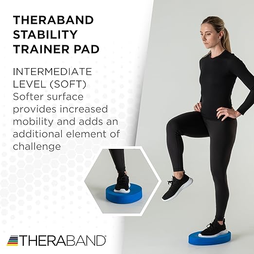THERABAND Stability Trainer Pad, Intermediate Level, Soft, Blue Foam Balance Pad for Physical Therapy, Exercise Pad for Core Strength, Lightweight Non-Slip Balance Trainer, Portable Foam Pad for Home or Clinic Use