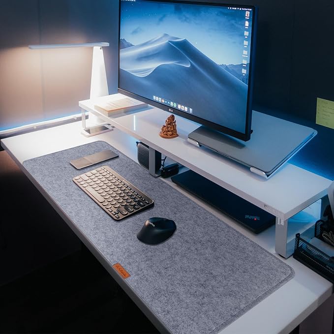 Large Felt Desk Protective Pad, 80X40cm/32''X16'' Non-Slip Felt Desk Mat Extended Gaming Mouse Pad Large Desk Pad Protector for Keyboard, Computer, Mouse, Laptop (Grey)