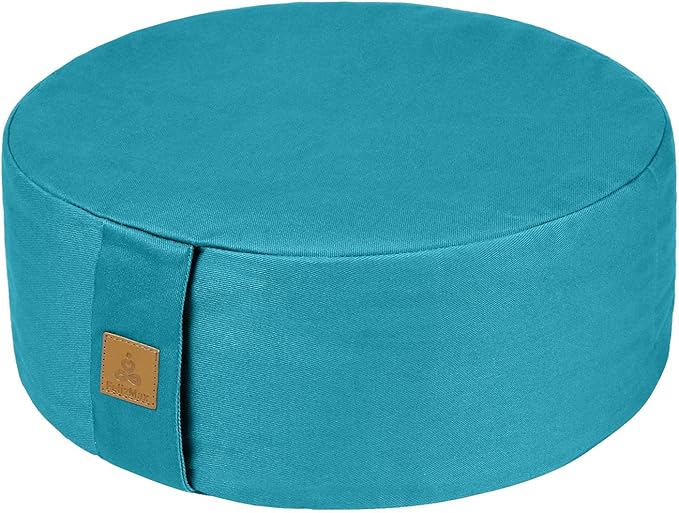 Zafu Buckwheat Meditation Cushion,D=13"/16" H=5.5",Round Zabuton Meditation Pillow,Yoga Bolster Kneeling Pillow Premium Yoga Pillow for Sitting on Floor Zippered Cotton Cover
