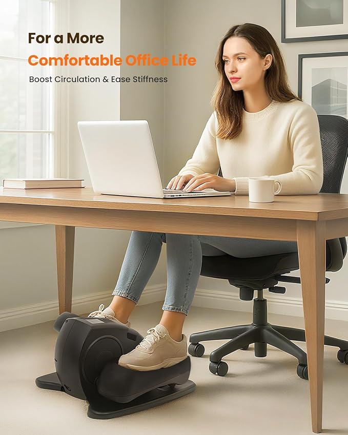 Under Desk Elliptical Machine, Ellipse Leg Exerciser as Seen on TV with Remoter, Quiet Electric Seated Pedal Exerciser, Mini Leg Exercise While Sitting for Seniors, Manual & Auto Mode for Home Office