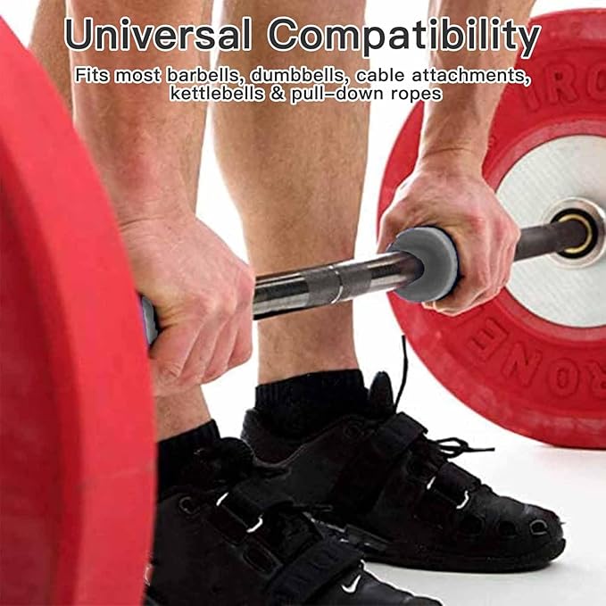 Thick Dumbbell & Barbell Grips for Weightlifting - High-Density Silicone Rubber, Non-Slip Gym Grips for Muscle Growth, Hand Stress Relief, Arm Blaster Adapter (1 Pair)