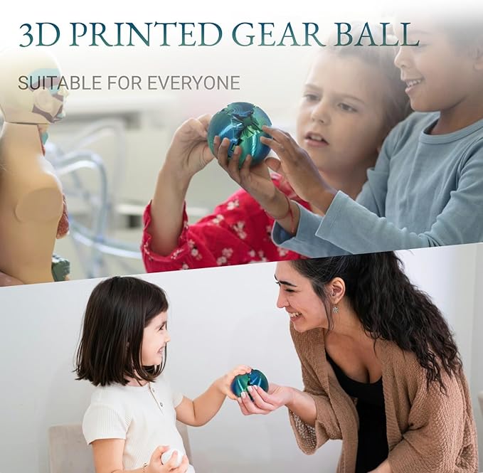 Gear Ball, 3D Printed Gear Ball, Gear Sphere Fidget Toy Stress Relief Toy for ADHD, Anxiety Relaxing Toy for Adults at Work/Study/Travel (Bluegreen, TwistedLine)