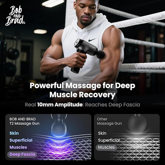 BOB AND BRAD T2 Massage Gun, Deep Tissue Percussion Muscle Massage Gun for Back and Neck, Upgraded 4000 mah Battery, Handheld Electric Back Massager for Athletes Pain Relief