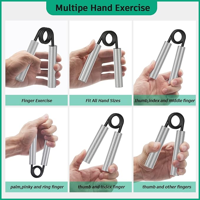 Grip Strength Trainer 4 Pack,50LB-200LB Metal Hand Grip Strengthener,Non-Slip Heavy-Duty Forearm Exerciser,Hand Gripper for Muscle Building and Hand Rehabilitation Exercising