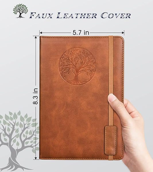 Lined Journal Notebook for Women Men,256 Pages A5 Hardcover Leather Journals for Writing,Travel,Business,Work & School,College Ruled Notebooks for Note Taking,Diary Notepad 5.7"×8.3"(Brown)