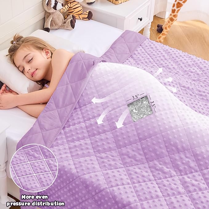 yescool Weighted Blanket 7 lb Light Purple Cooling Weighted Throw Blanket Minky Plush Heavy Blankets Microfiber Small Blankets Fleece Warm Weighted Comforter, 40 * 60in