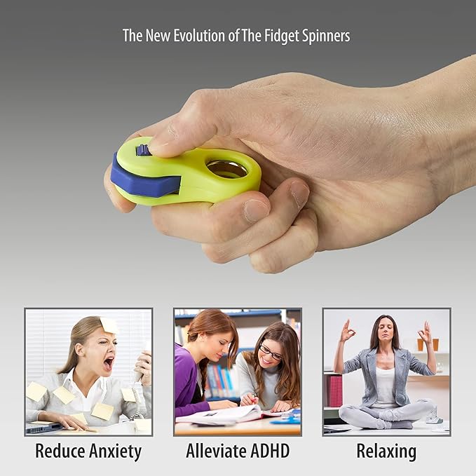 2 Pack Fidget Toy,Fidget Spinner Toy for Adults and Kid,Gifts Suitable for Children with Autism and ADHD,Quiet Office Desk Toy,Excellent for Relieving Stress and Anxiety Toys (Black & Yellow)