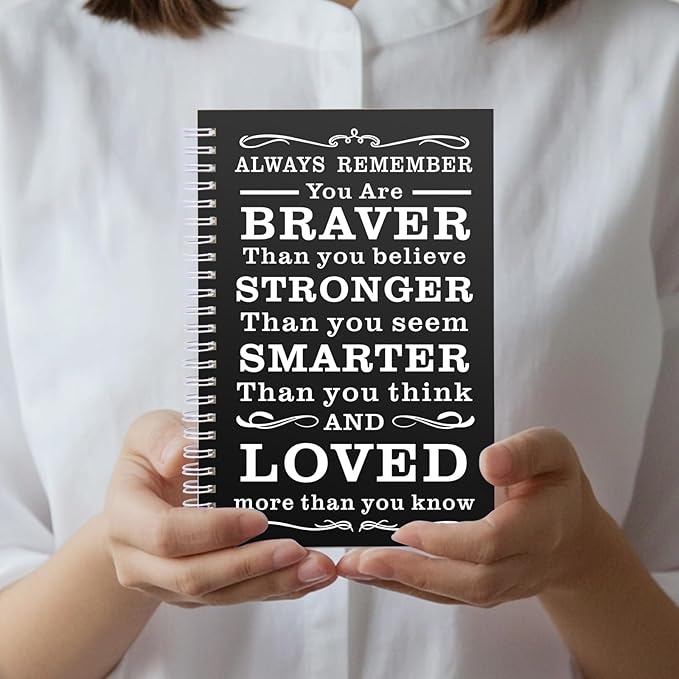 4Pcs A5 Spiral Notebook,Inspirational Journal,Motivational Journal for Women Men,100 Pages Lined Spiral Journal Notebook College Ruled Daily Diary for School,Travel,Business,Work (4Pcs Always-Black)