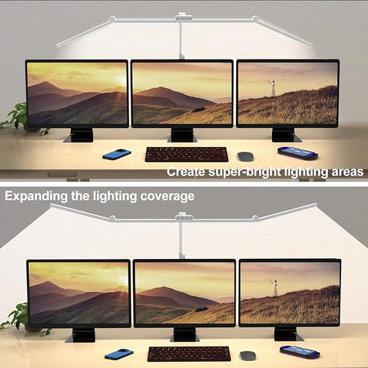 Micomlan 3000 Lumen Super Bright Led Desk Lamp for Home Office, 47Inches Long Architect Desk Lamp with Clamp, Dimmable Table Light with Adjustable Monitor Light Bar Tall Office Lighting for Computer