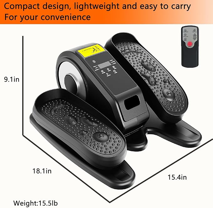 Motorized Under Desk Elliptical Pedal Exerciser – Compact Seated Leg & Foot Trainer with Remote Control – Quiet Electric Exercise Machine for Seniors, Rehab & Office Use