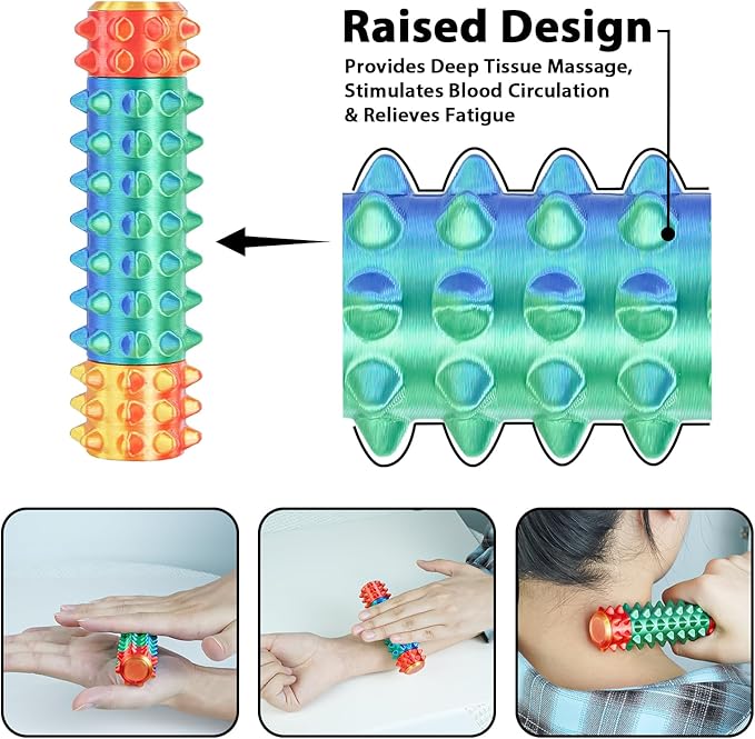 Little Pain Stim Ouchies Fidget Toys for Adults,3D Printed Spiky Pain Stim, Sensory Fidget for Stress & Anxiety Relief, ADHD, Autism,Office Desk Toys (Green Red+Purple Green)