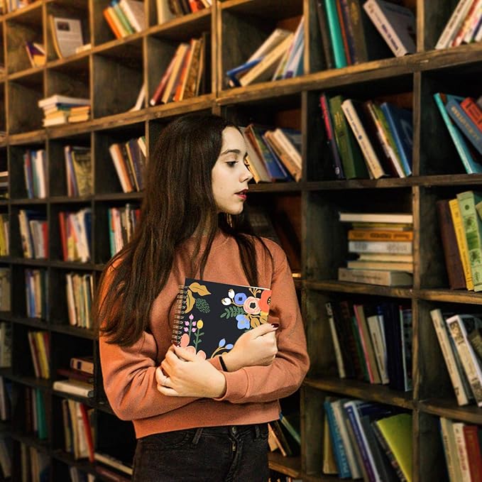 Blank Spiral Notebook, A5 Flower Unlined Journals Bulk, 100GSM Thick Paper Travel Journal Set, Hard Cover, Plain Wirebound Draw Sketchbook Planner, 75 Sheets per Book, 5.7x8.3 inch, 3 Pack