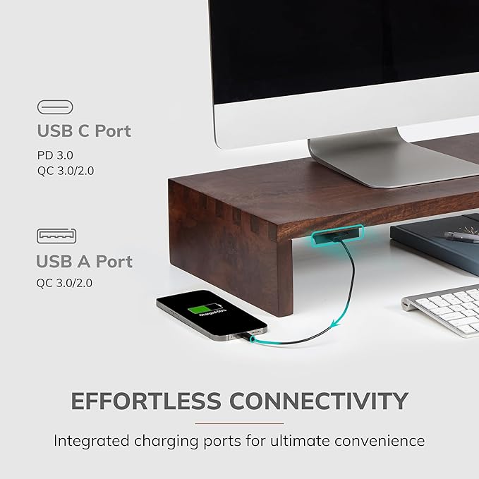 Anji Mountain Wooden Monitor Stand - Elegant Monitor Riser, Perfect Monitor Stand for Desk Organization, Durable Wood Construction monitor stands, Enhances Ergonomics and Workspace Efficiency,Walnut