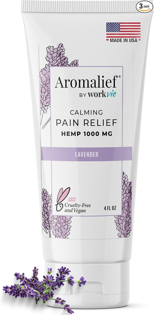 Hemp Cream with Lavender Aromatherapy - 1000MG Made in USA - Muscle & Joint Relief - Menthol, Glucosamine, Chondroitin MSM - Vegan