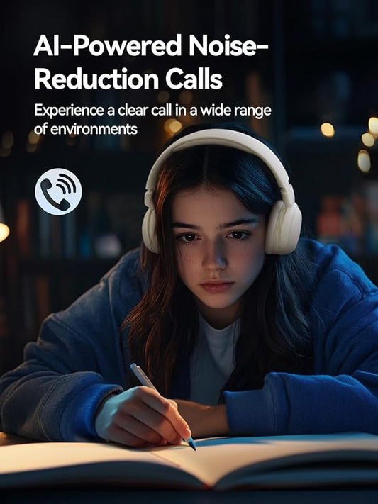 1MORE HQ20 Wireless On-Ear Headphones with Microphone, 85dB Safe Volume, 65H Playtime, Lightweight Foldable Bluetooth Headphones for School/Travel, Android and iOS Compatible, White