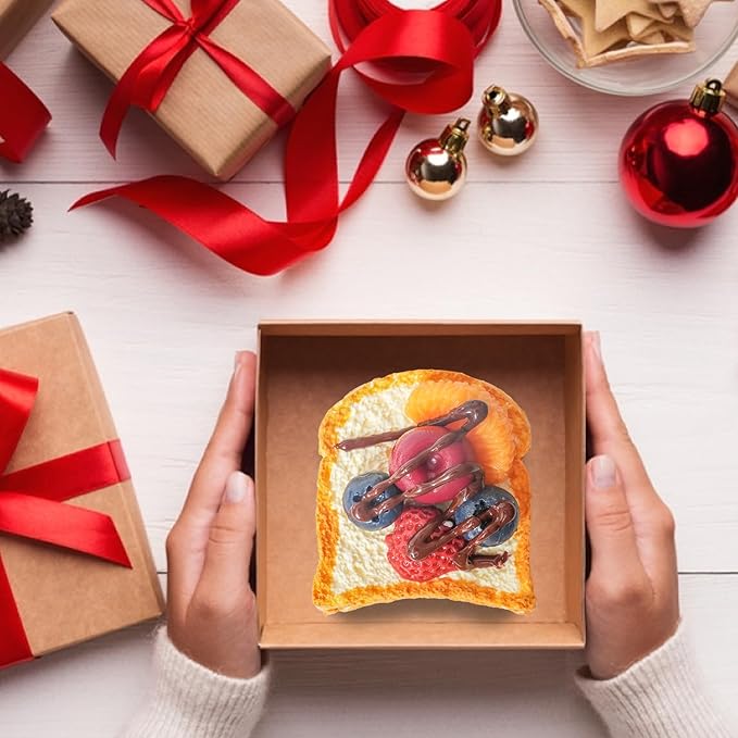 Squishy Toys, Taba Squishies Fidget Toys for Kids, Stress Balls for Adults, Sensory Toys for Autism, Squeeze Gifts, Anxiety Relief Party Favors for Girls & Boys (Fruit Toast)