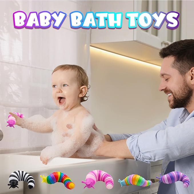 Cevioce 8 PCS Fidget Toys Slug for Adults Anxiety Sensory Toys for Party Favors Toddler Fidget Toys Age 3-4 ADHD Autism Toys for Anxiety Stress Christmas Stocking Stuffers Gifts for Boys Girls