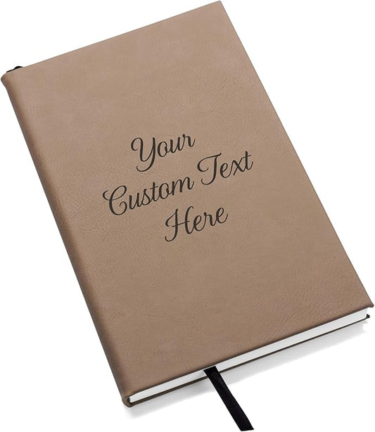 Lifetime Creations Customized Create Your Own Notebook Journal (Light Brown) - Personalized Hardcover Vegan Leather Journaling Notebooks, Business Gift for Women, Men, Teachers, Professionals