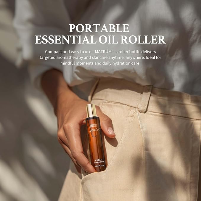 Anxiety Ease Essential Oil Blend Roller Nourish and Ground | Earth Element | Patchouli, Frankincense, Cardamomum Leaf, Vetiveria Zizanioides Root, Sandalwood Oil, Aromatherapy Oil 0.5 Fl Oz