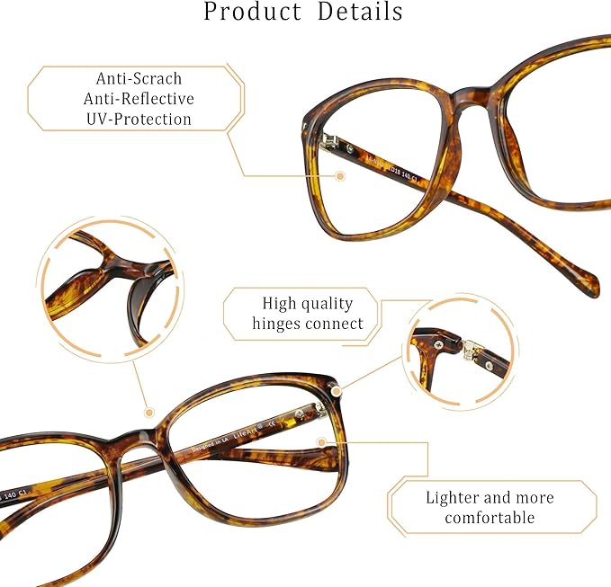LifeArt Blue Light Blocking Glasses, Anti Eyestrain, Computer Reading Glasses,TV Glasses for Men and Women