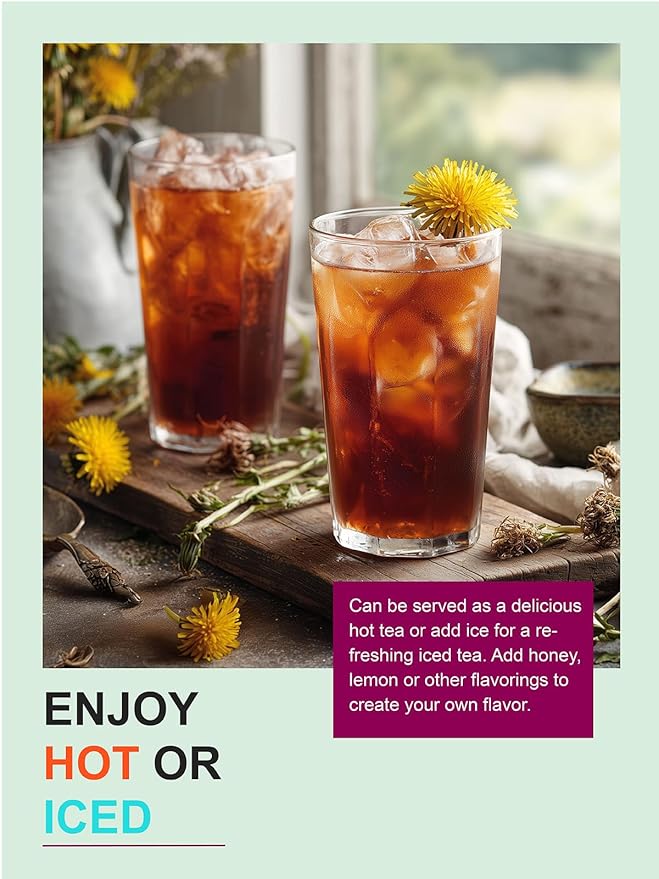 TeeLux Roasted Dandelion Root Tea with Milk Thistle, Smooth & Mellow Flavor, Rich Roasted Aroma, Caffeine Free, 100 Count