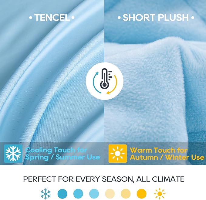 King Size Weighted Blanket 45lb(88''x104'', Dual-Sided), Cozy Warm Velvet & Cooling Tencel Fabric Reversible King Weighted Blanket for Adults & Couples All Season Use - Carry Bag Included, Lake Blue