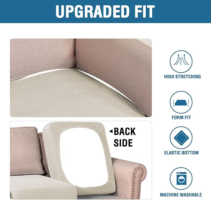 H.VERSAILTEX Stretch Couch Cushion Covers Individual Seat Sofa Chair Slipcovers Cushion Protector Cover Featuring Jacquard Textured Twill Fabric(1 Cushion Chair Cover, Island Fossi)