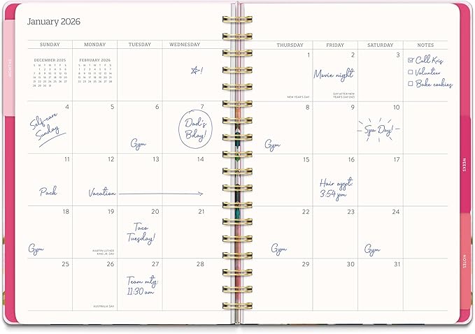 Orange Circle Studio Academic Planner 2025-2026, Amazon Exclusive, Bella Flora, Tri-Tab Planners, 17-Month Triple-Section, August 2025 to December 2026, 9.6" x 7", Weekly Monthly Planner Calendar for School or Work, Note Pages