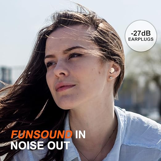 Ear Plugs for Sleeping Noise Reduction Reuseable, Concerts, Focus, Travel, Work, High Fidelity – 7 Pairs Eartips – Flexible Soft – Touch – NRR of 24 and 27 dB Noise Cancelling (Skin)