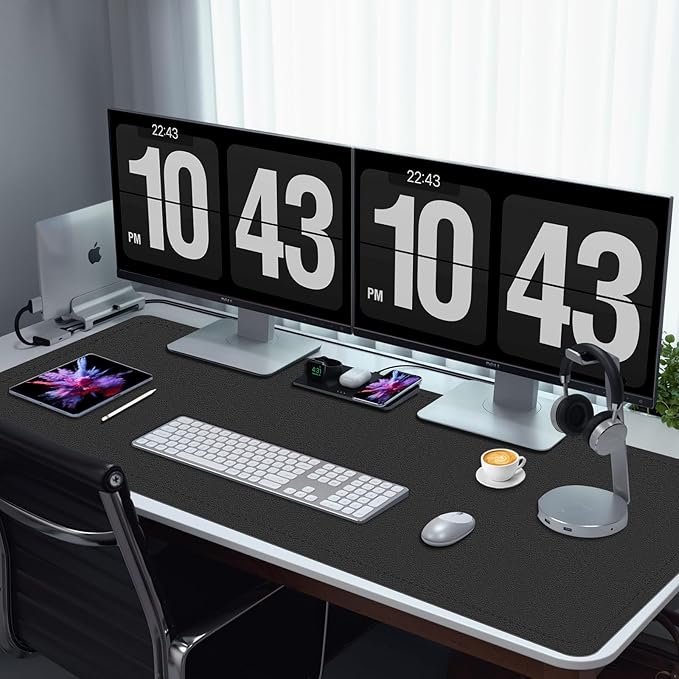 47.2" x 23.6" Large Desk Pad Mat - Non-Slip PU Leather Desk Mat, Large Mouse Pad, Computer Mat for Keyboard Mouse, Waterproof Desk Writing Mat, Desk Blotter Mat for Work (Black)