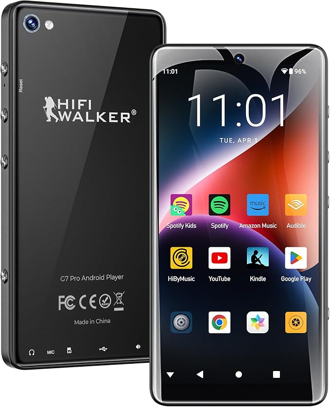 G7 Pro MP3 Player with Dual Cameras, Android 13, 3GB RAM+32GB ROM, Bluetooth 5.0, WiFi, 5.2" Touchscreen, Spotify, MP4 Music Player with Speaker, YouTube, Audible, 160GB Expandable