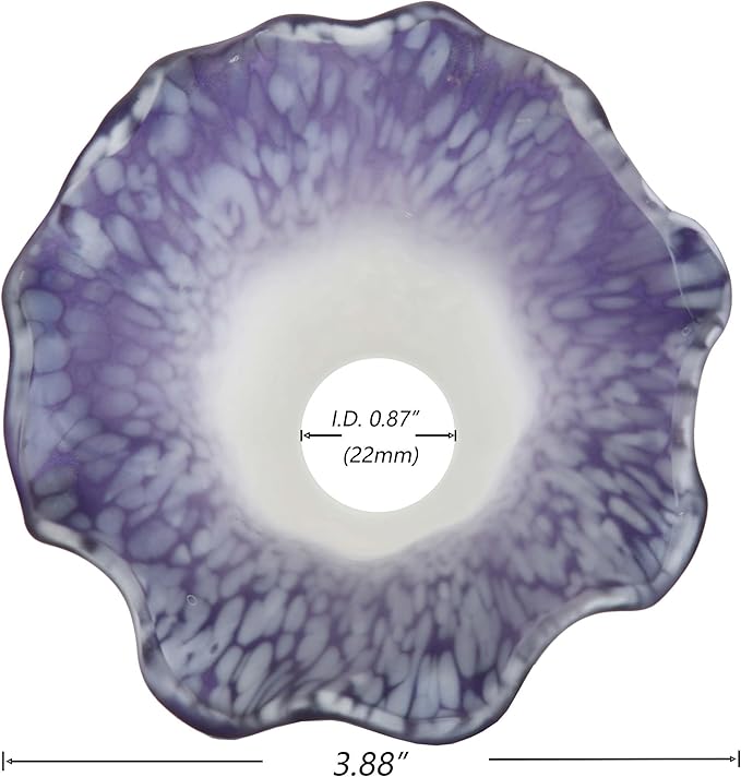 Bieye LS102S Lily Flower Blown Glass Lampshade (White Indigo, Opening I.D. 0.87" x O.D. 1")