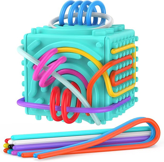 3D Upgraded Silicone Sensory Board with Built-in Storage – Fidget Travel Toys for Kids & Toddler, ADHD Autism Anxiety Relief Items (Blue)