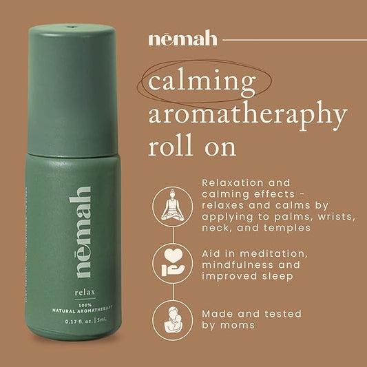 Nemah - Aromatherapy Roll On - Essential Oil Calming Roll On, Natural Calming Blend for Tranquility with Bergamot, Neroli, and Sandalwood - Vegan & Cruelty-Free - 0.17 fl. oz.