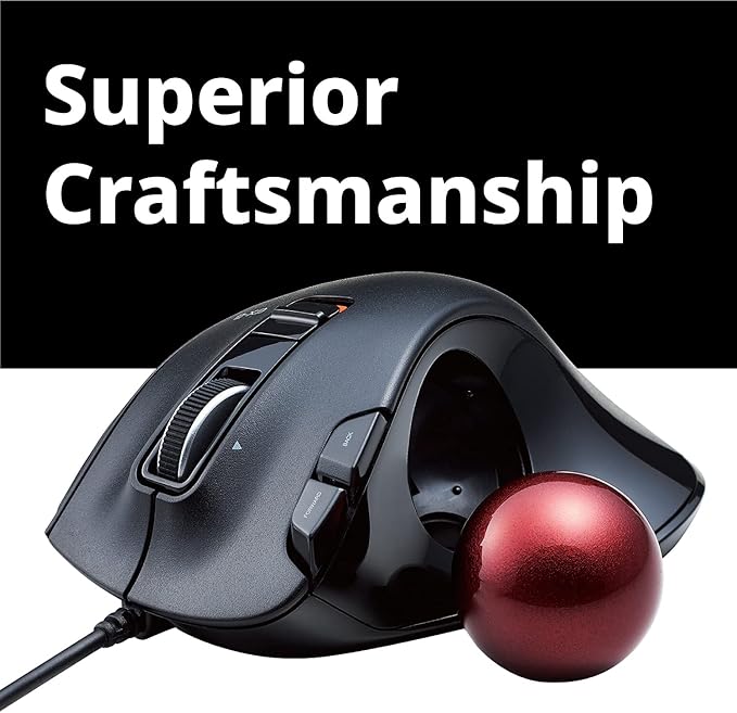 ELECOM EX-G Wired Trackball Mouse, Ergonomic Thumb Control, Smooth Tracking Roller Ball, 5 Programmable Buttons, Tilt Scroll, Computer Mice for PC Mac