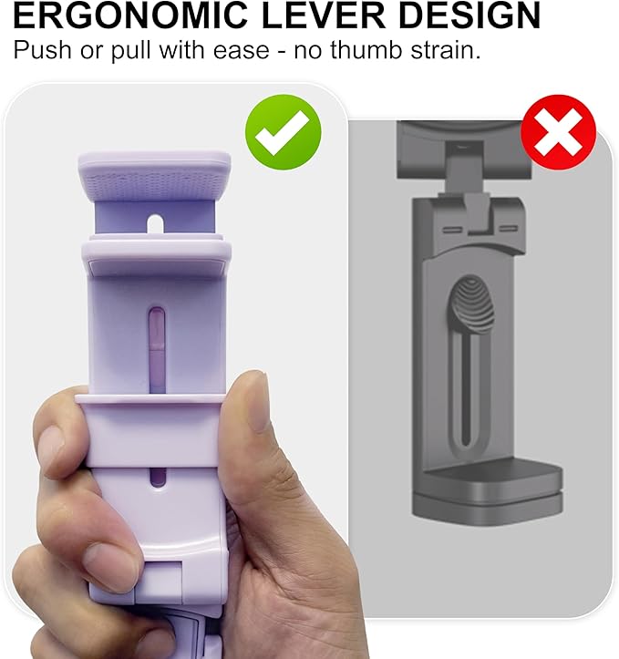 Perilogics 2025 Upgraded Travel Essentials Must Have Airplane Phone Holder Mount. Improved Ergonomic Lever, Perfect for Long Flight, Cruise, Desk, Travel Gift for Content Creator (Lavendar)