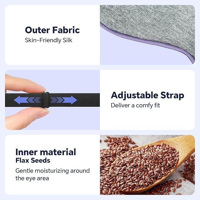 Heated Eye Mask for Dry Eyes, 20-Temp & 5-99 Min Therapy for MGD, Blepharitis Relief, Precision Steam Compress with Flaxseed